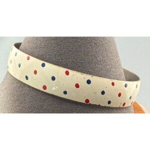 Vintage Enamel Polka Dot Bangle Bracelet White Red Blue